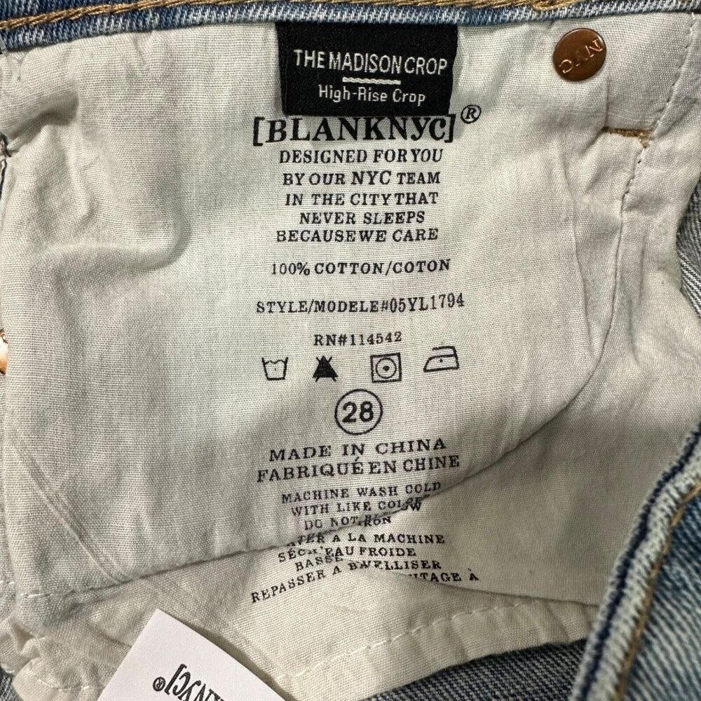 Blank NYC Women's Straight Leg Jeans - Light Blue Button Fly - Picture 6 of 7